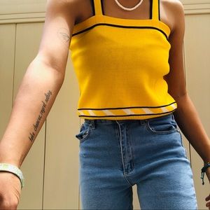 Yellow knitted tank top